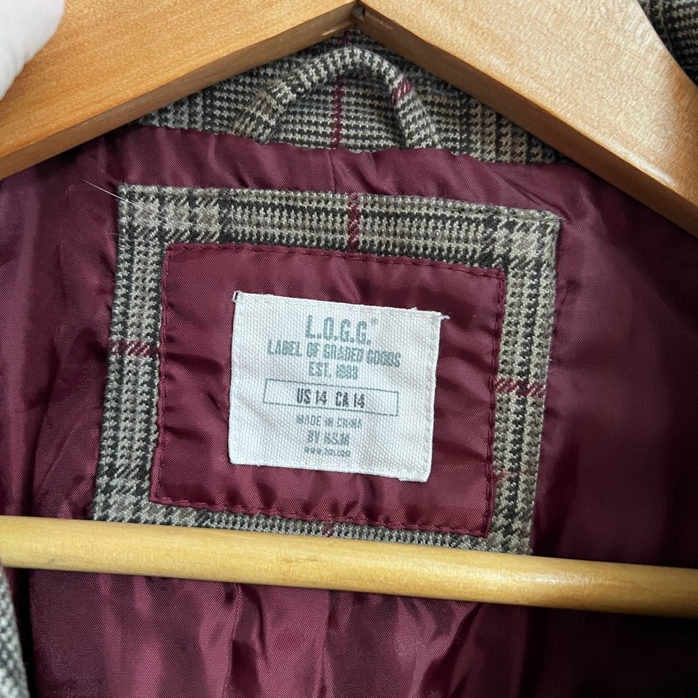 H&M Brown Plaid Jacket, Size 14 - Picture 3 of 6